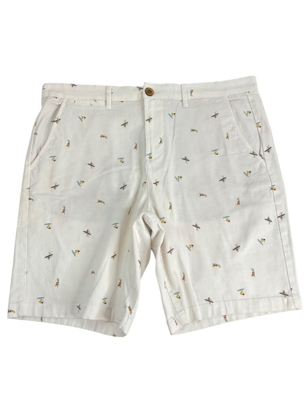 Jachs New York Chino Shorts Men's Sz 33 White Surfer Bleeker Fit Flat Frt $40Nwt